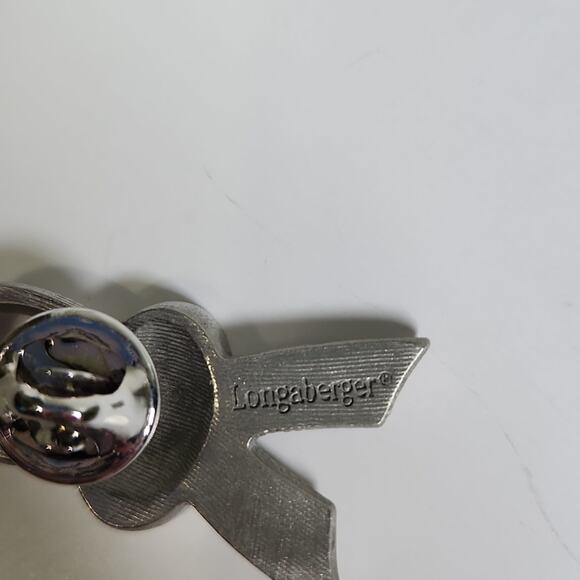 Longaberger Horizon Of Hope Pewter Basket Lapel Cancer Ribbon Pin - Picture 5 of 6